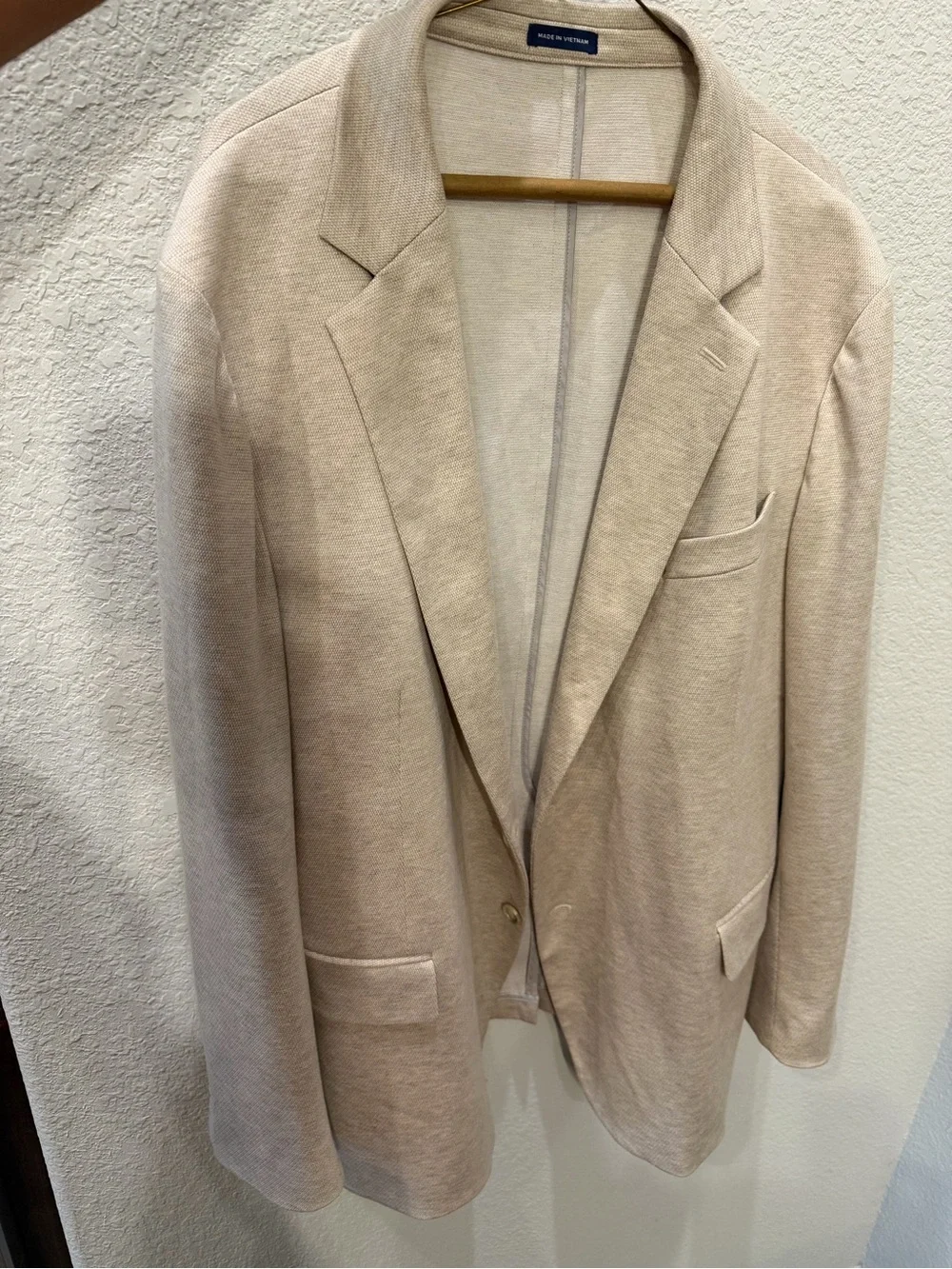 Stafford Men's Lightweight Beige Performance Blazer Suit Jacket